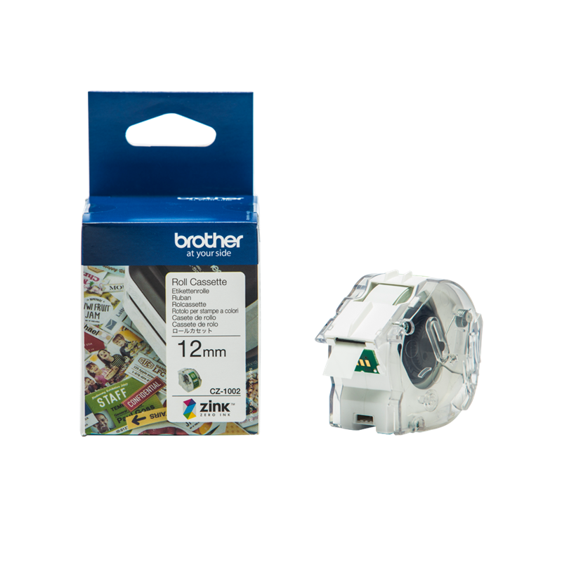 brother-cz-1002-farbetikettenrolle-12mm-x-5m-weiss-auf-gruen